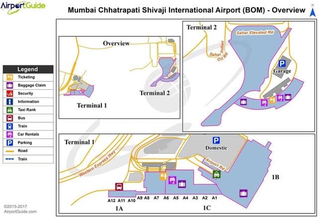 Mumbai - Mapa do terminal do aeroporto de Bombaim