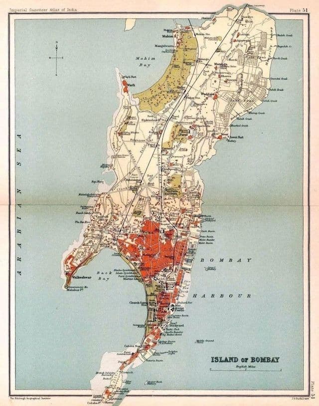Mumbai - Mapa histórico de Bombaim