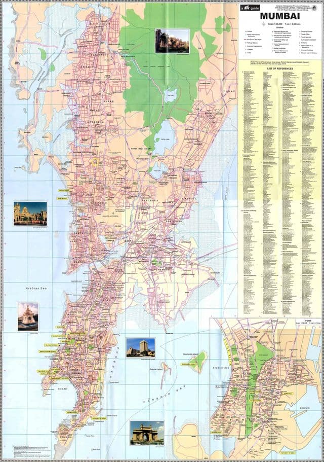 Mumbai - Mapa das estradas de Bombaim